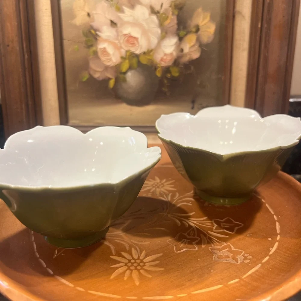 VTG Japanese Lotus Rice Bowls (x2)